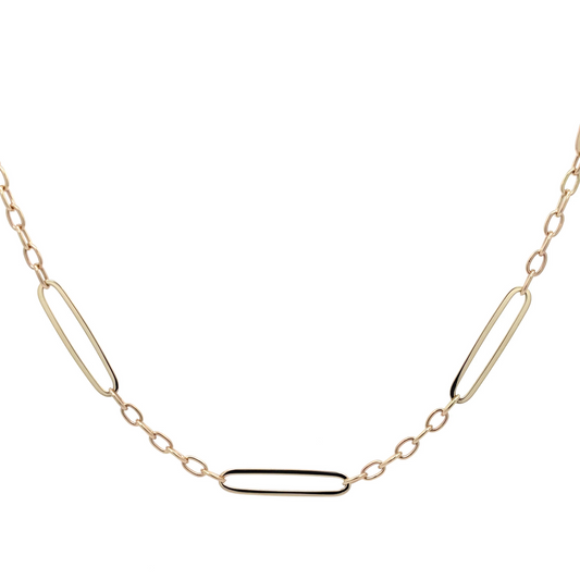 9kt Oblong Trace Necklace 45cm