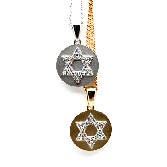 Star of David Diamond Disc Pendant