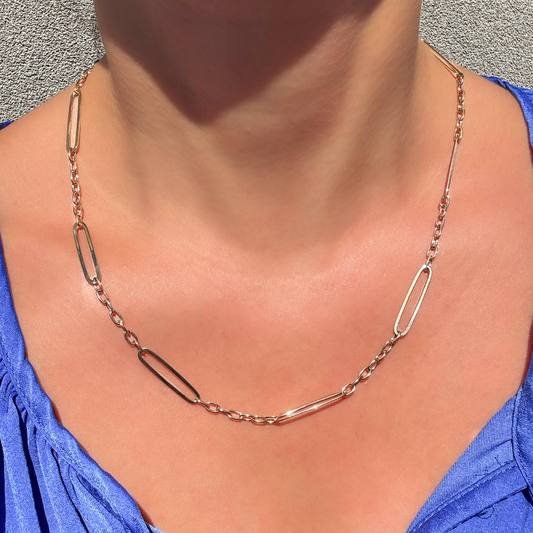 9kt Oblong Trace Necklace 45cm